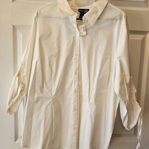 Lane Bryant Off - White Button-Up Shirt